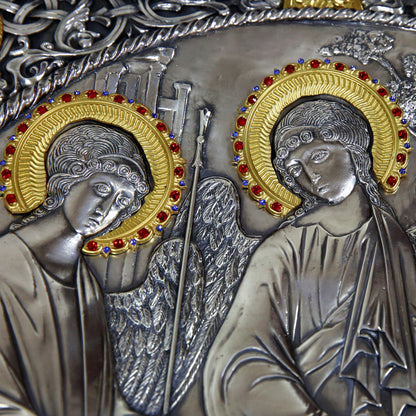 Icoana Sfânta Treime la pret de 4850 RON, andrei rubliov icoana sfintei treimi, basorelief, icoana sf treime, icoana sfanta treime, icoane, icoane cu sfanta treime, sf treime icoana, sfanta treime, sfanta treime andrei rubliov, sfanta treime icoane, Tablouri