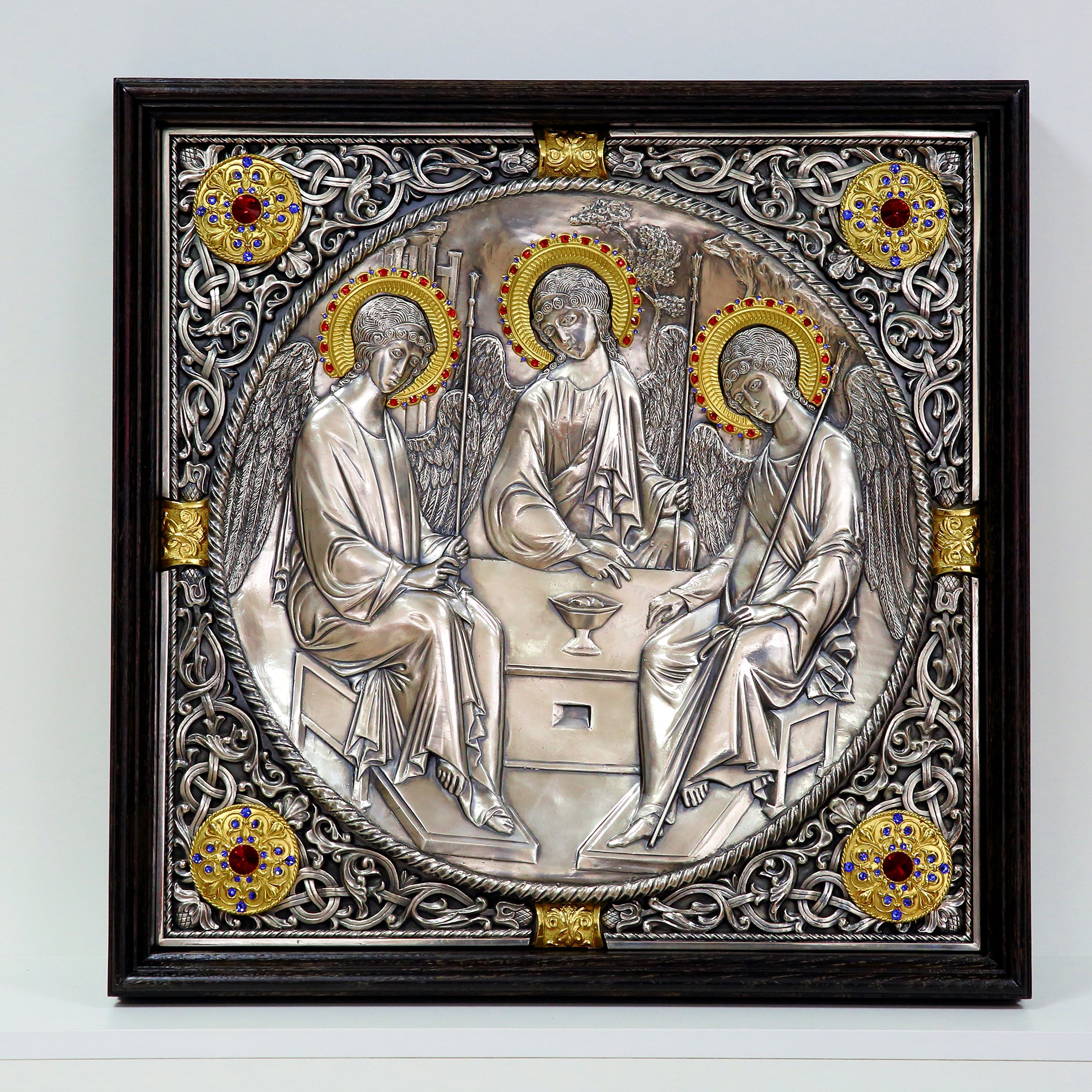 Icoana Sfânta Treime la pret de 4850 RON, andrei rubliov icoana sfintei treimi, basorelief, icoana sf treime, icoana sfanta treime, icoane, icoane cu sfanta treime, sf treime icoana, sfanta treime, sfanta treime andrei rubliov, sfanta treime icoane, Tablouri