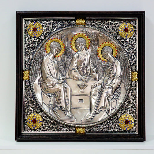 Icoana Sfânta Treime la pret de 4850 RON, andrei rubliov icoana sfintei treimi, basorelief, icoana sf treime, icoana sfanta treime, icoane, icoane cu sfanta treime, sf treime icoana, sfanta treime, sfanta treime andrei rubliov, sfanta treime icoane, Tablouri