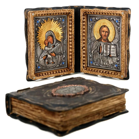 Icoana Diptic Maica Domnului și Iisus Hristos la pret de 1790 RON, diptic, diptice, ferecate, icoana diptic, icoana iisus hristos, icoana maicii domnului, icoane