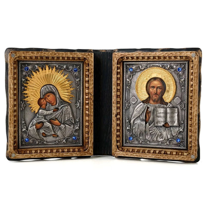Icoana Diptic Maica Domnului și Iisus Hristos la pret de 1790 RON, diptic, diptice, ferecate, icoana diptic, icoana iisus hristos, icoana maicii domnului, icoane