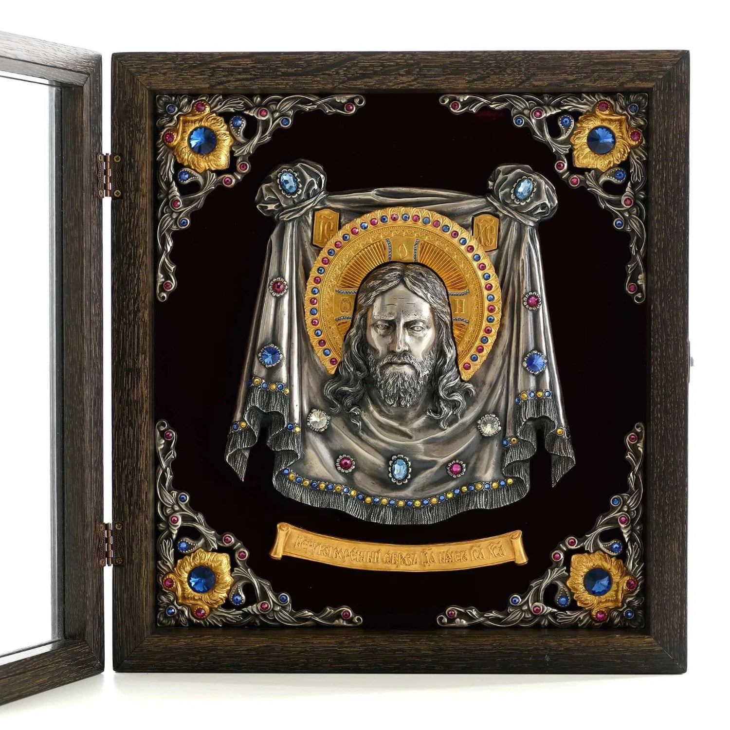 Icoana Domnului Iisus Hristos la pret de 4850 RON, basorelief, icoana, icoana cu iisus, icoana cu iisus hristos, icoana domnului iisus hristos, icoana iisus hristos, icoana iisus hristos pantocrator, icoana mahrama domnului, icoana ortodoxa, icoana sfanta mahrama a domnului, icoane, icoane iisus, icoane ortodoxe, Tablouri